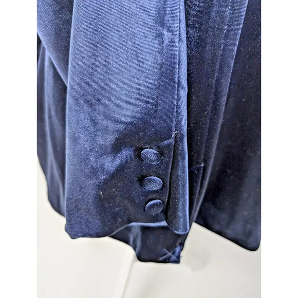Colleen Lopez Blue Velvet Embroidered Flower Blazer Jacket Size 1X