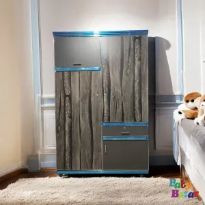 Compact Modern Dark Grey Wooden Almari 6ft x 4ft Storage Cupboard