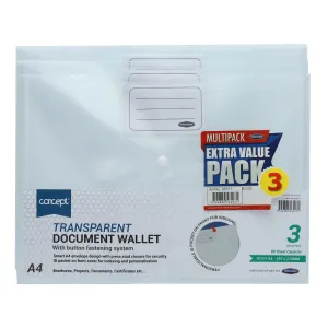 Concept - A4 Button Wallet - Pack of 3