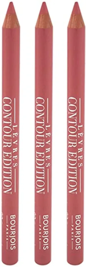 Contour Edition Lip Liner - 02 Coton Candy by Bourjois for Women - 0.04 oz Lip Liner - Pack of 3