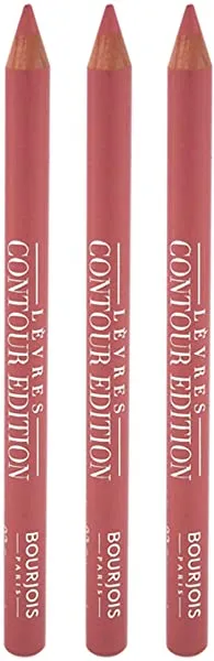 Contour Edition Lip Liner - 02 Coton Candy by Bourjois for Women - 0.04 oz Lip Liner - Pack of 3