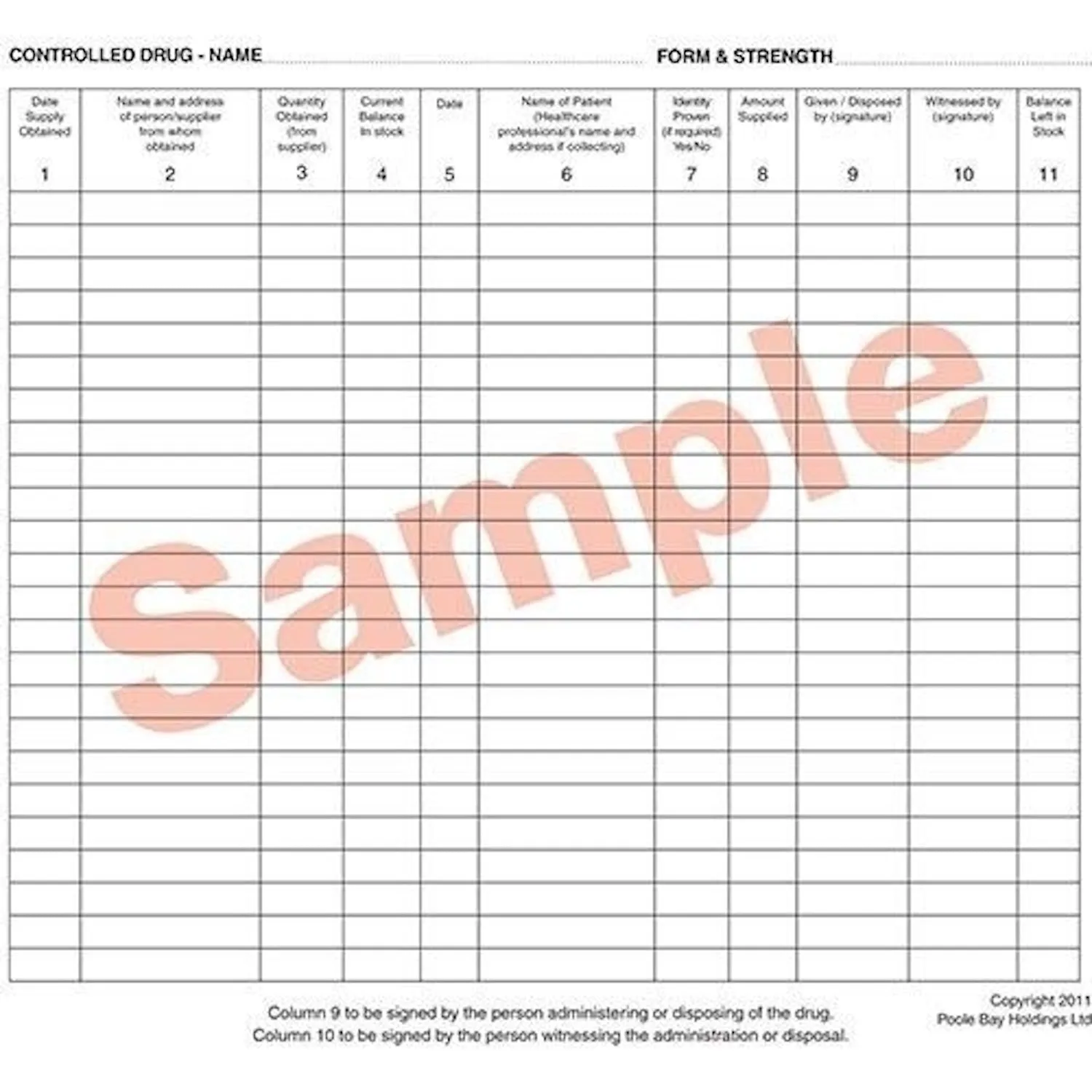 Controlled Drug Recording Book