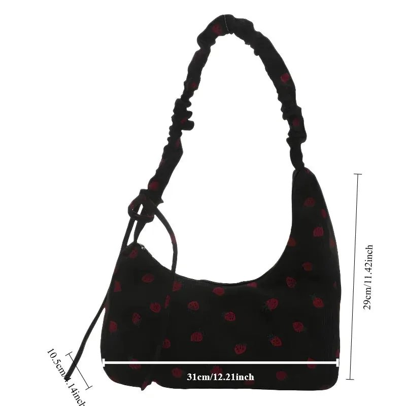 🍓Cute Corduroy Strawberry Shoulder Bag 🌟 Soft & Versatile Crossbody for Trendy Students! 💖
