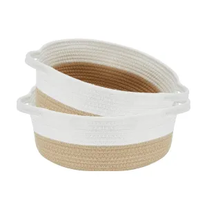 Decomomo Cotton Woven Rope Basket - Round Small (2 Pack)