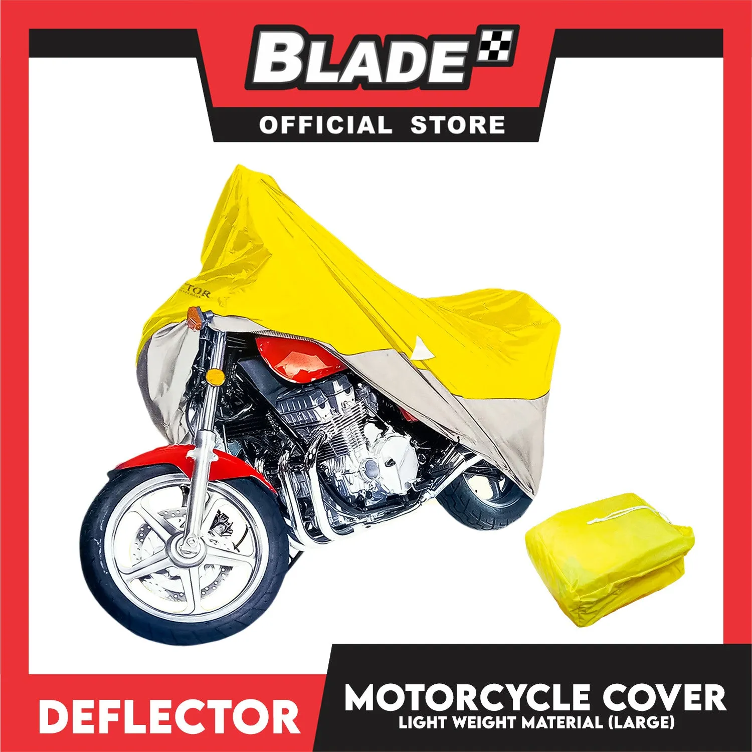 Deflector Motorcycle Cover 2-Tone Color Yellow and Silver Grey (Large)