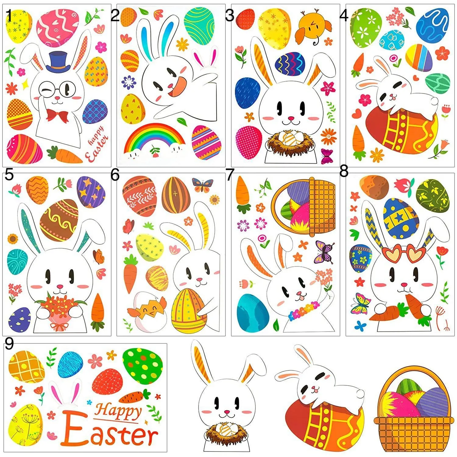 Easter Removable Window Stickers - Bunny   Basket