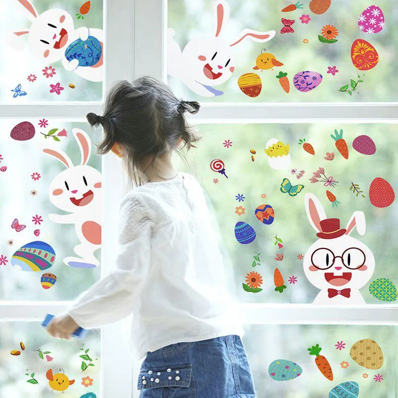 Easter Removable Window Stickers - Bunny   Basket