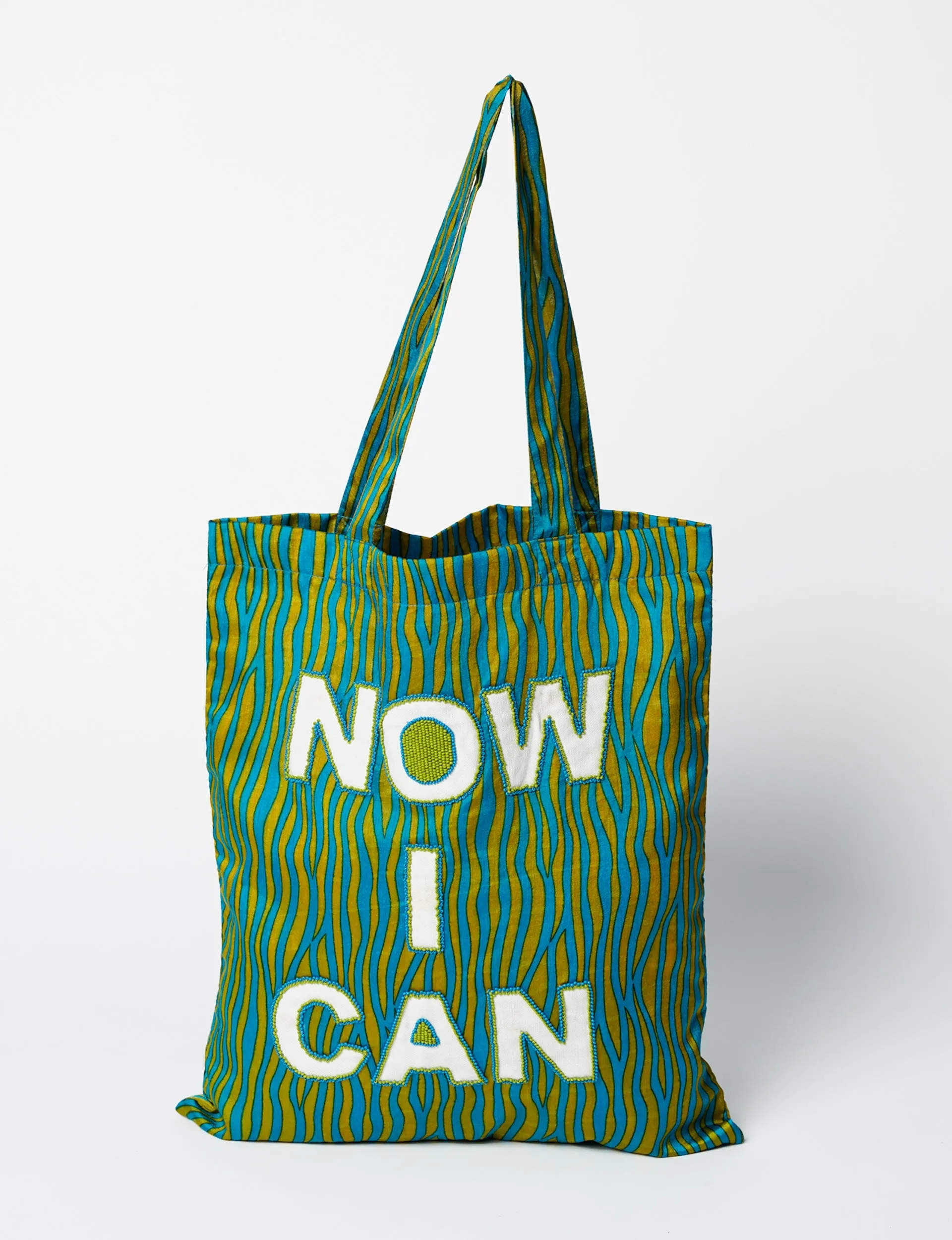 EMBROIDERED NOW I CAN SARI SHOPPER BAG