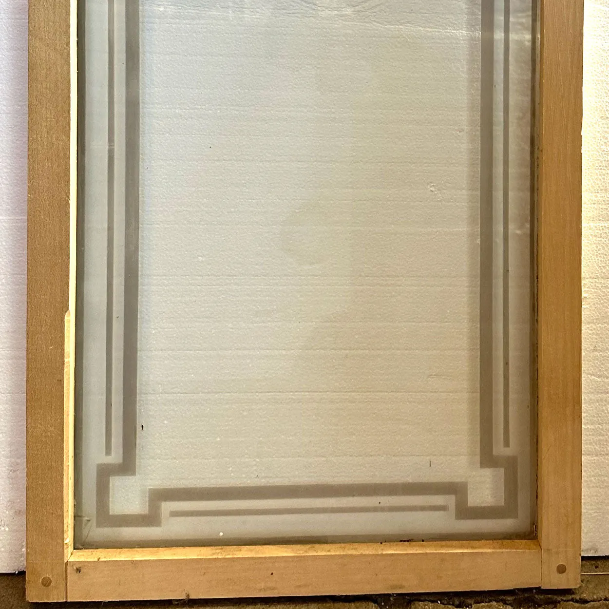 English Neoclassical Etched Glass Wood Frame Window