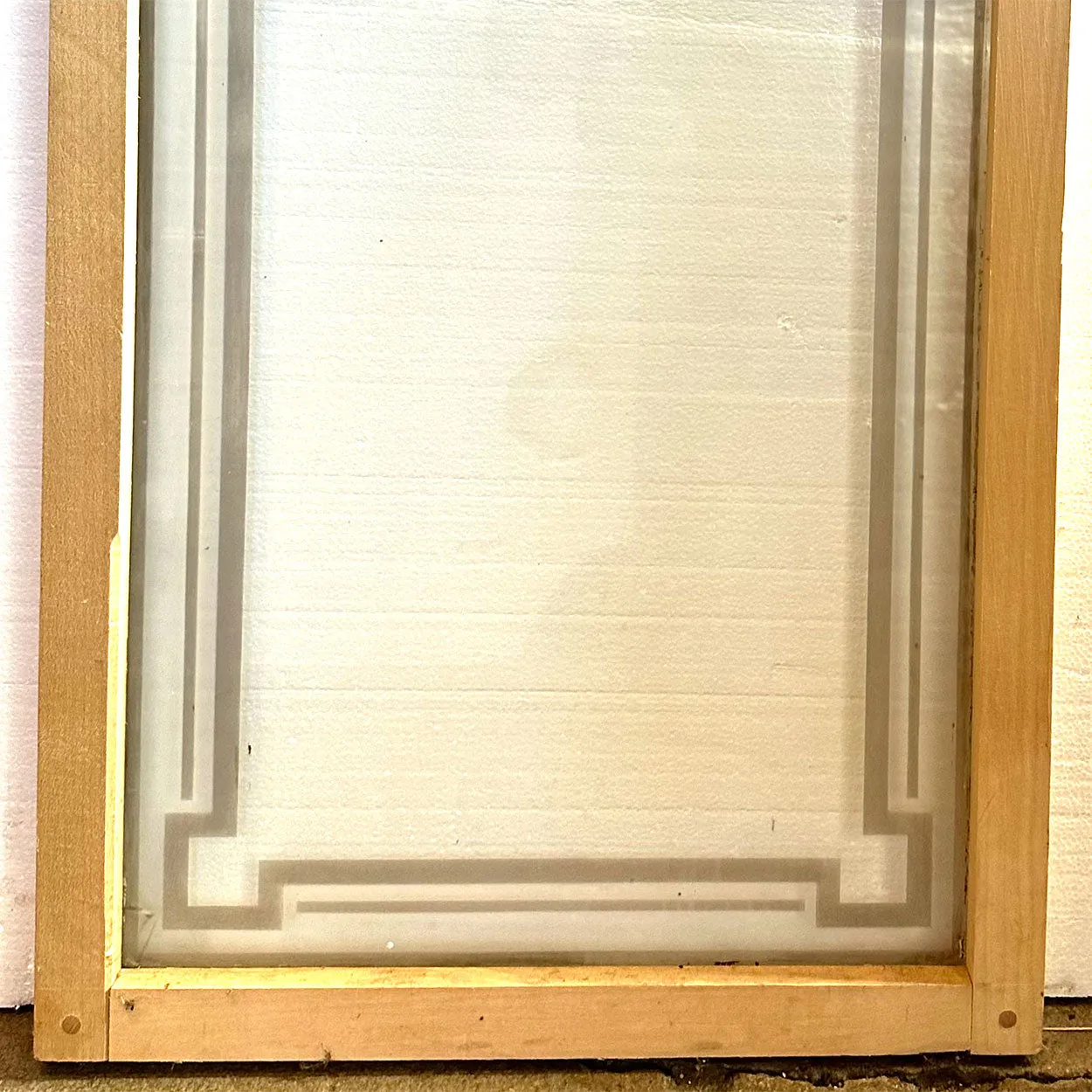 English Neoclassical Etched Glass Wood Frame Window