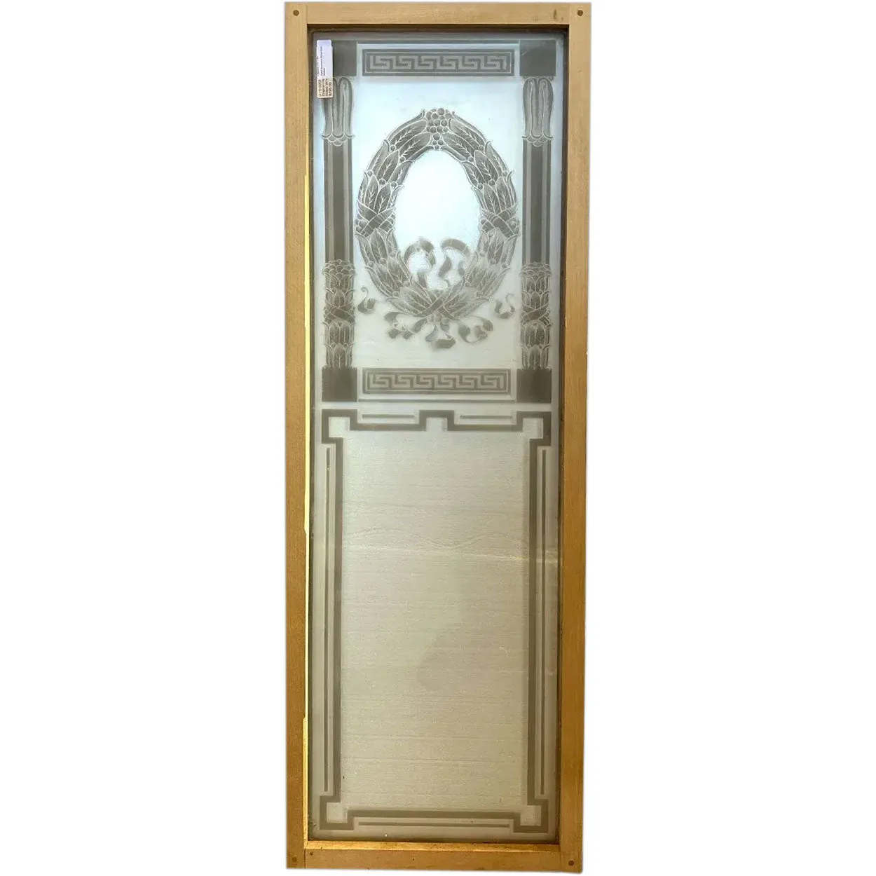 English Neoclassical Etched Glass Wood Frame Window