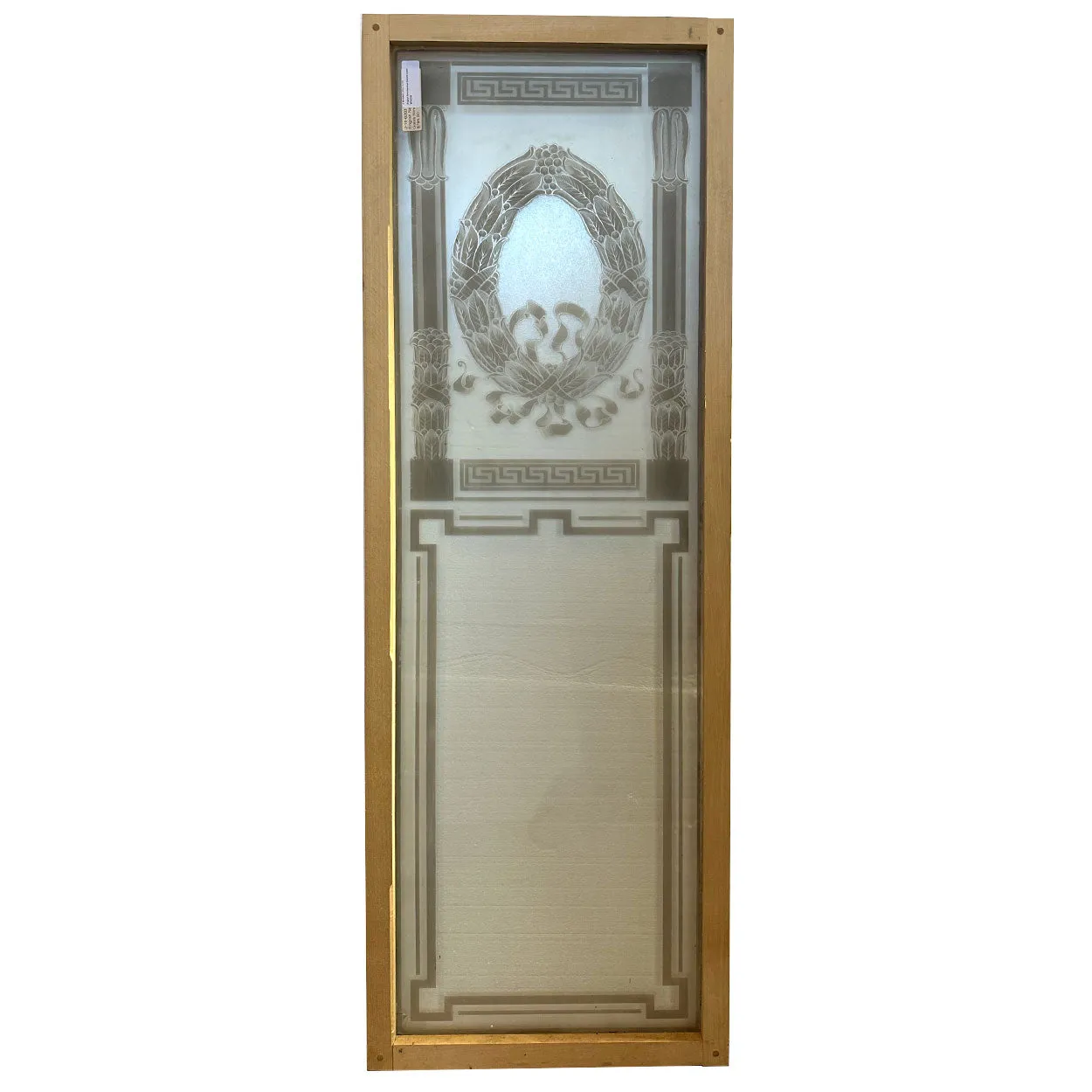English Neoclassical Etched Glass Wood Frame Window