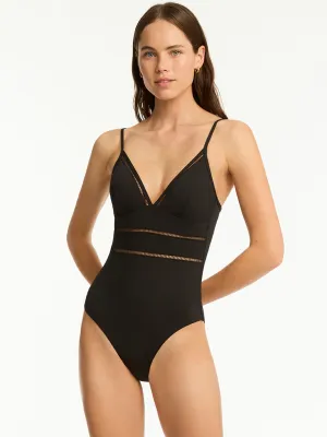 Essentials Cross Back Triangle One Piece In Black