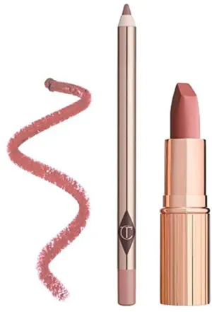 Exclusive New Charlotte Tilbury LUSCIOUS LIP SLICK PILLOW TALK Lip kit in the best-selling nude shade