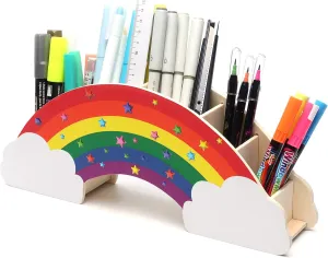 EXERZ Rainbow Pencil Holder   50pcs Star Stickers - Desk Organizer- new but opened box