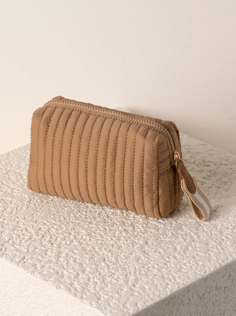 Ezra Quilted Nylon Boxy Cosmetic Pouch Set - Khaki