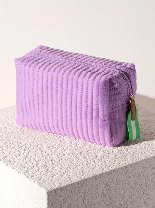Ezra Quilted Nylon Boxy Cosmetic Pouch Set - Lilac