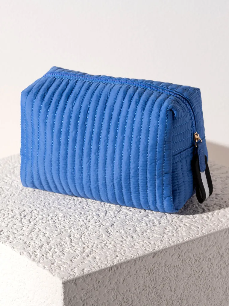 Ezra Quilted Nylon Boxy Cosmetic Pouch Set - Royal Blue
