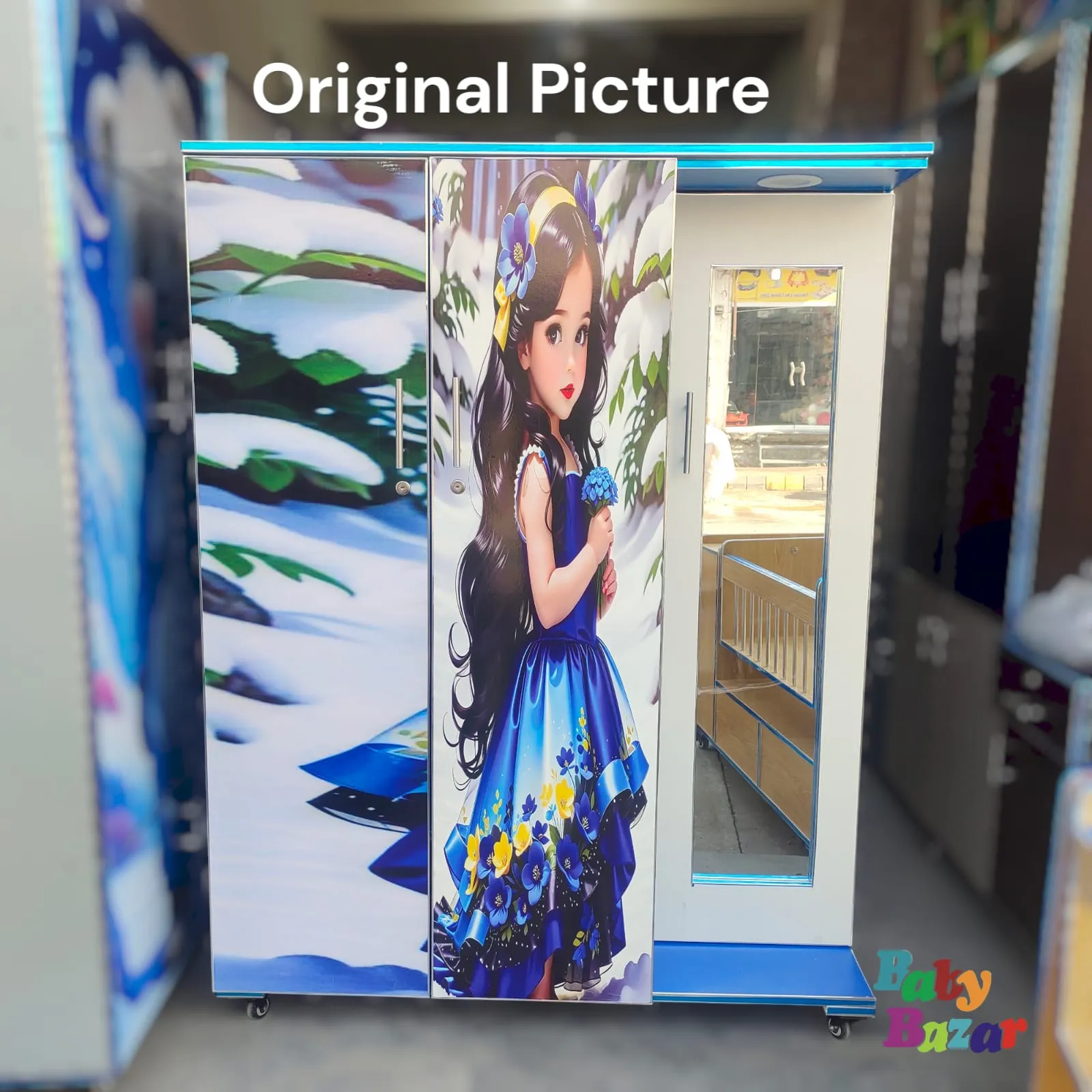 Fairy Design Kids Wooden Cupboard with Mirror 5ft x 4ft