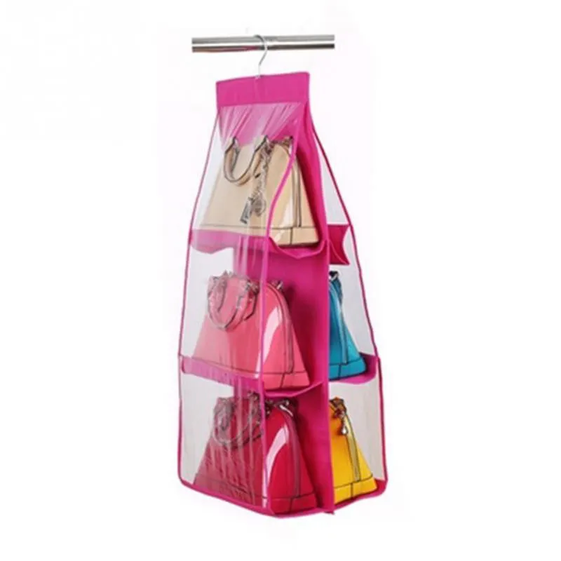 Fashion 6 Pocket Hanging Handbag Purse Bag Tidy Organizer Storage Wardrobe Closet Hanger