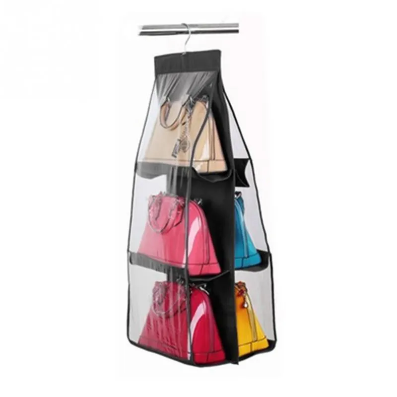 Fashion 6 Pocket Hanging Handbag Purse Bag Tidy Organizer Storage Wardrobe Closet Hanger