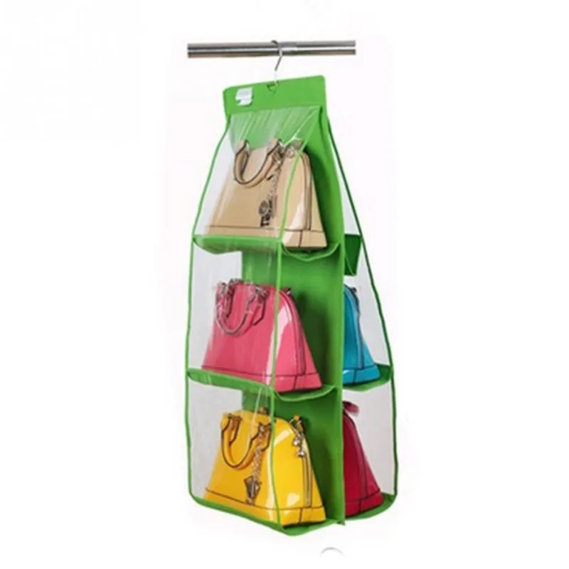 Fashion 6 Pocket Hanging Handbag Purse Bag Tidy Organizer Storage Wardrobe Closet Hanger