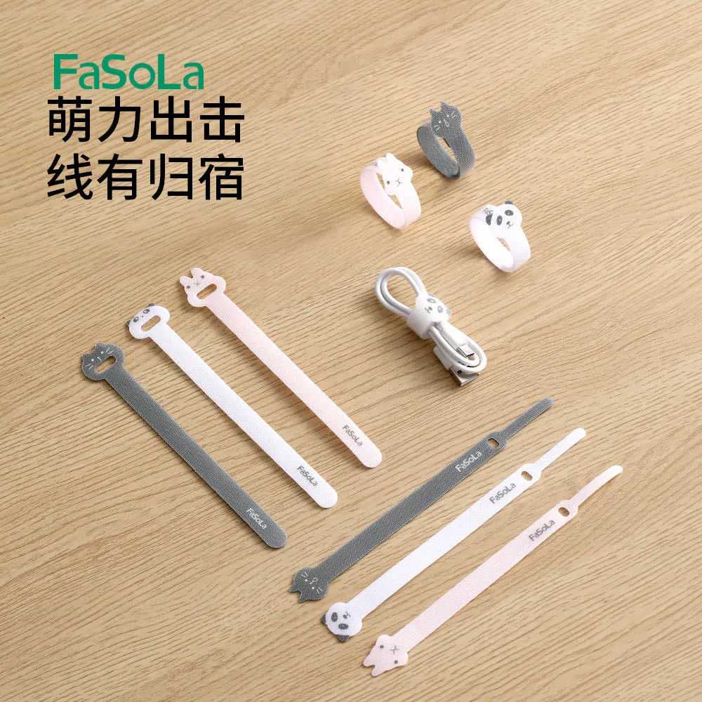 FaSoLa Cartoon Cable Organizer Clips - White Panda, 10 Pieces