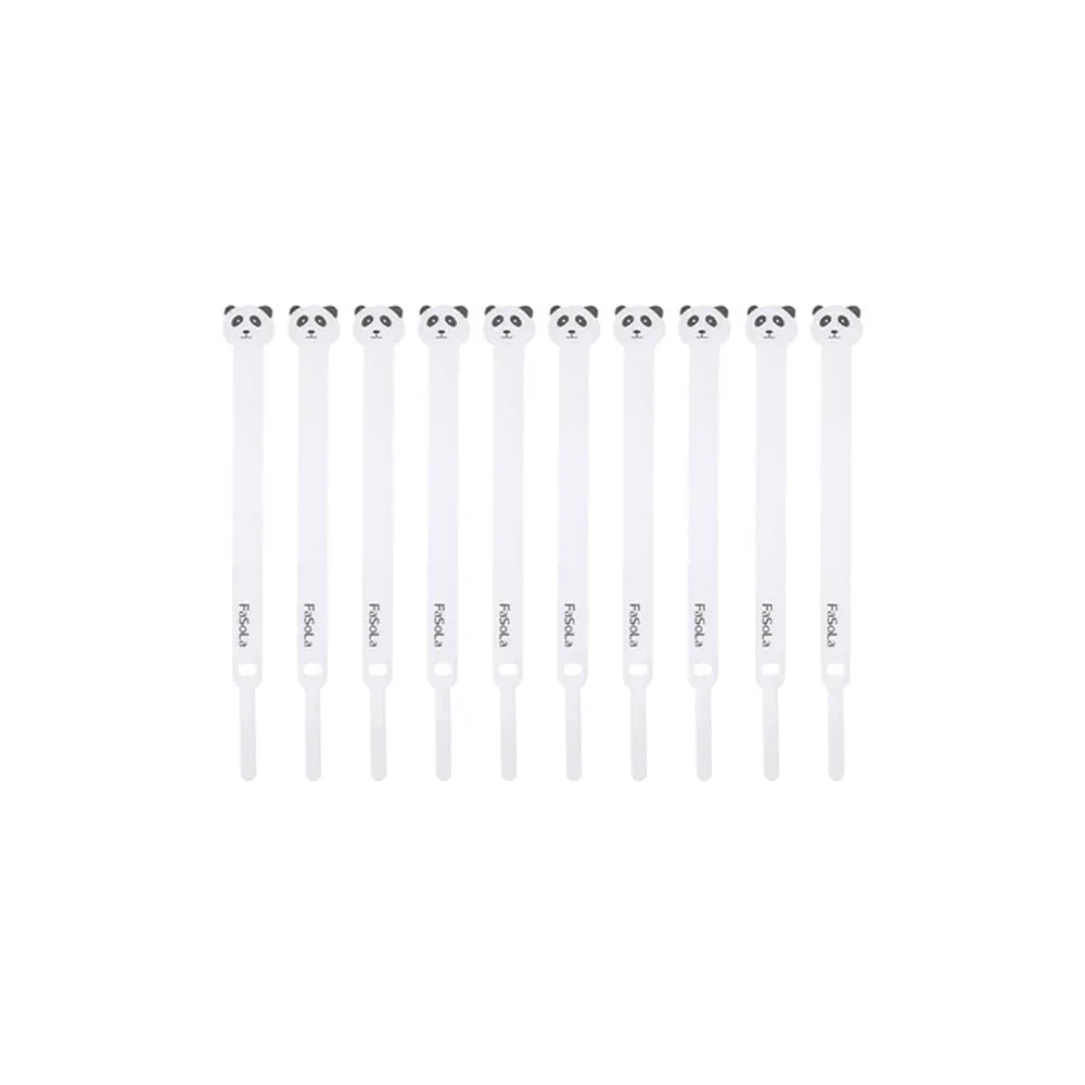 FaSoLa Cartoon Cable Organizer Clips - White Panda, 10 Pieces