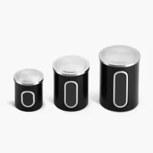 Fortune Candy Stainless Steel Canister Sets with Anti-Fingerprint Lid and Visible Window, Cereal Container Set of 3 (Black)