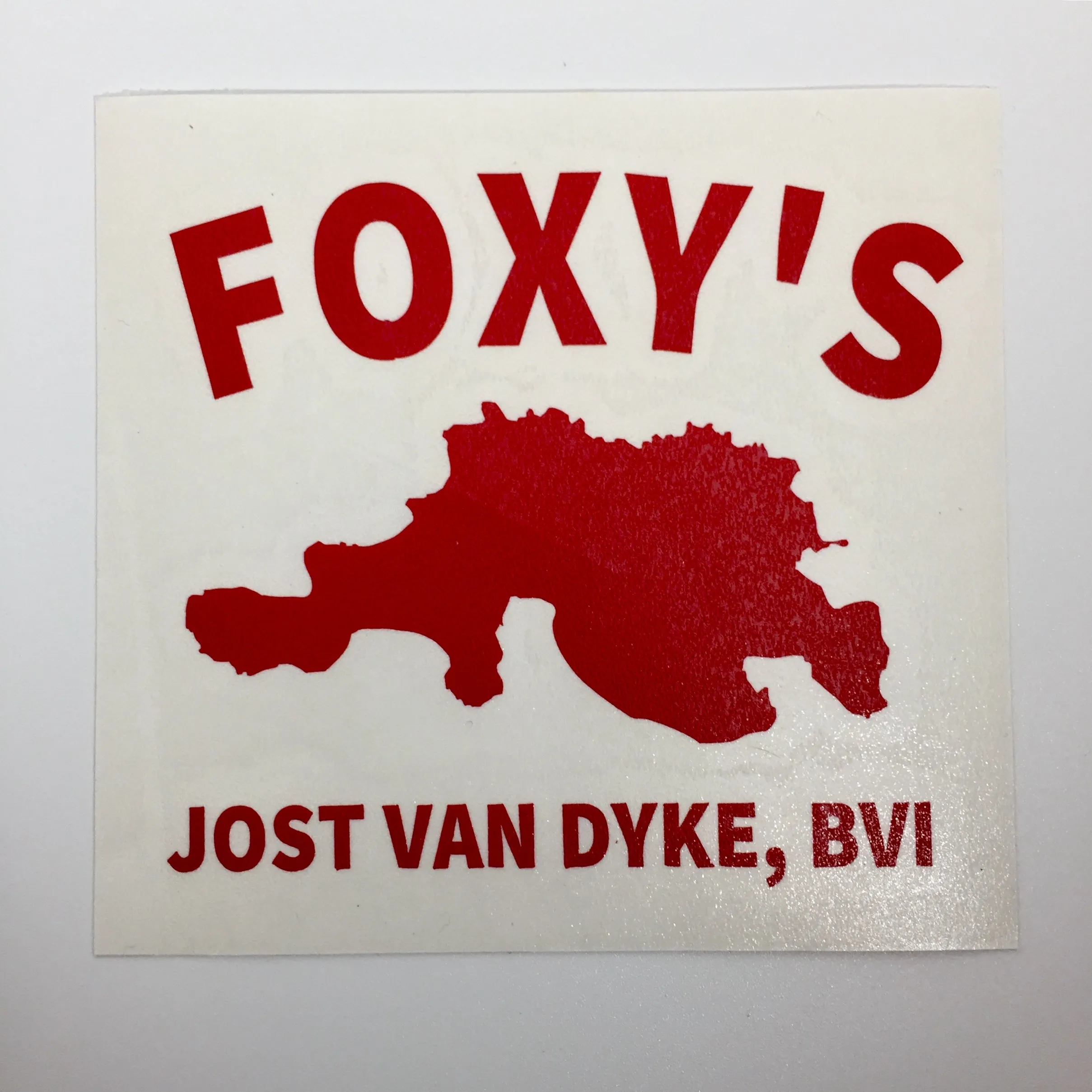 Foxy's ‘Jost Van Dyke' Transparent Back Sticker- Navy, Red, White