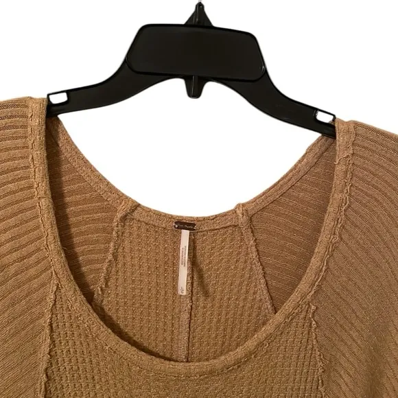 FREE PEOPLE | Women’s Brown Drippy Thermal Oversized Round Neck Sweater Size L