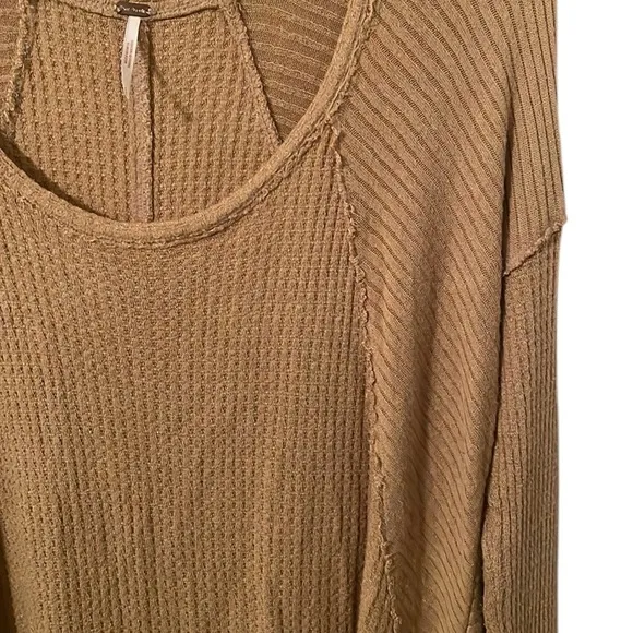 FREE PEOPLE | Women’s Brown Drippy Thermal Oversized Round Neck Sweater Size L