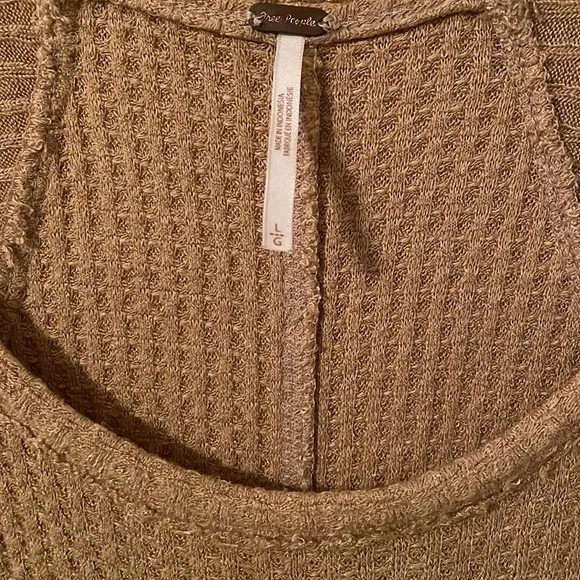 FREE PEOPLE | Women’s Brown Drippy Thermal Oversized Round Neck Sweater Size L