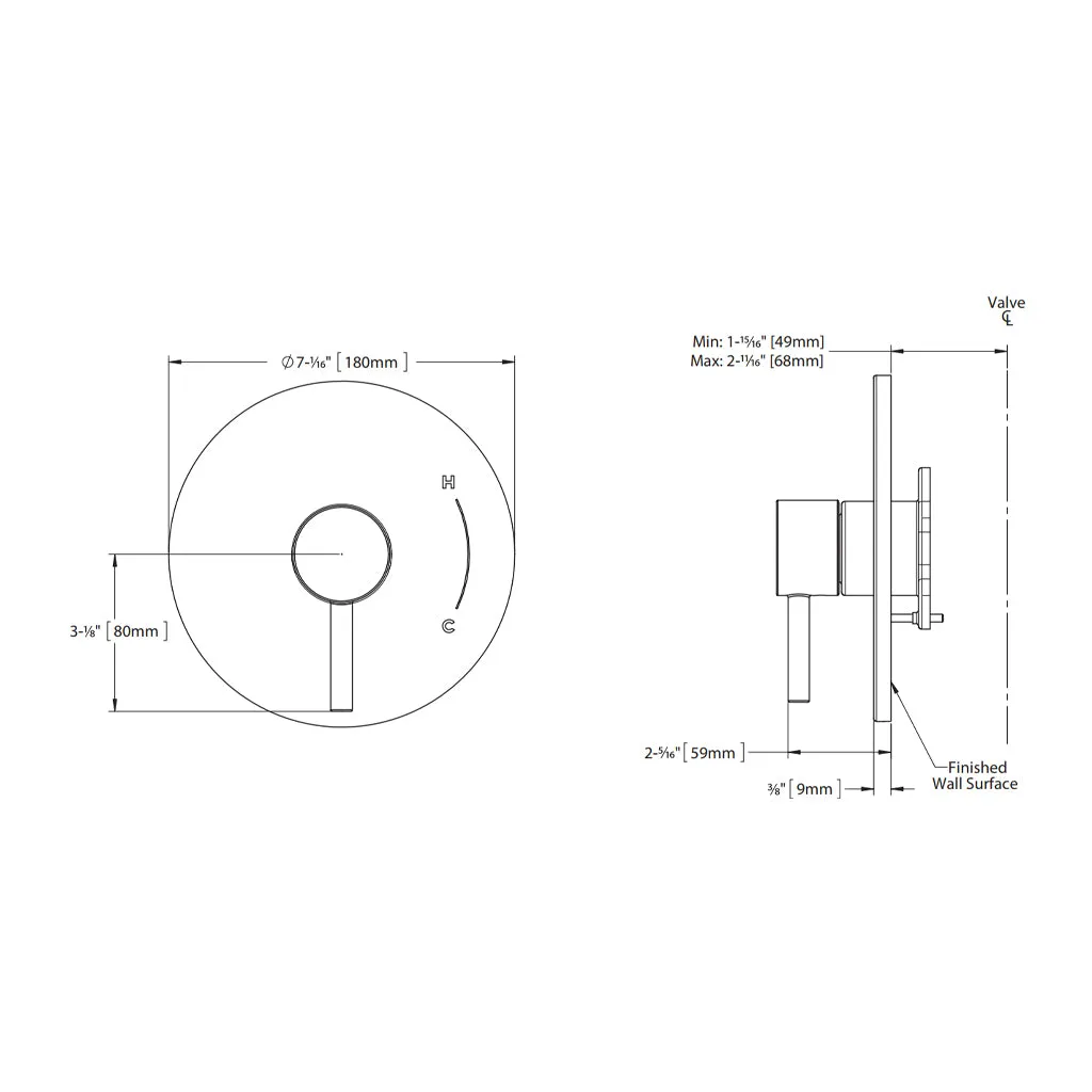 G Complete Pressure Balance Shower Mixer - Wall Mount - 8" Brass/Brushed Nickel