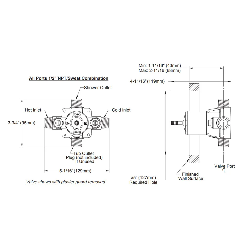 G Complete Pressure Balance Shower Mixer - Wall Mount - 8" Brass/Brushed Nickel