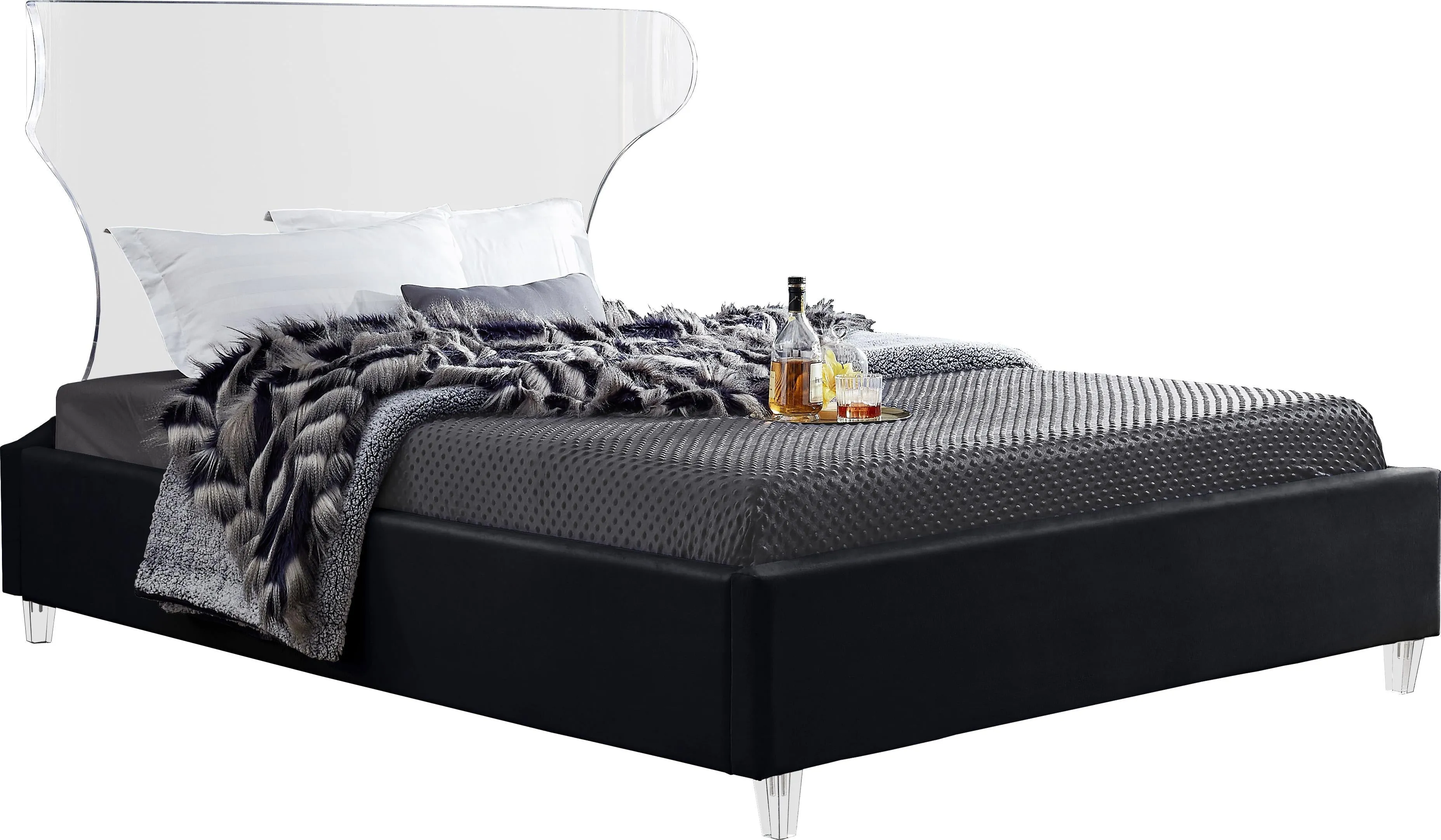 Ghost Black Velvet Full Bed