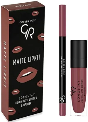 GR Cosmetics lip liner and lipstick set, Matte liquid Lipstick and Lip Liner Pencil Makeup Set, Rose Taupe