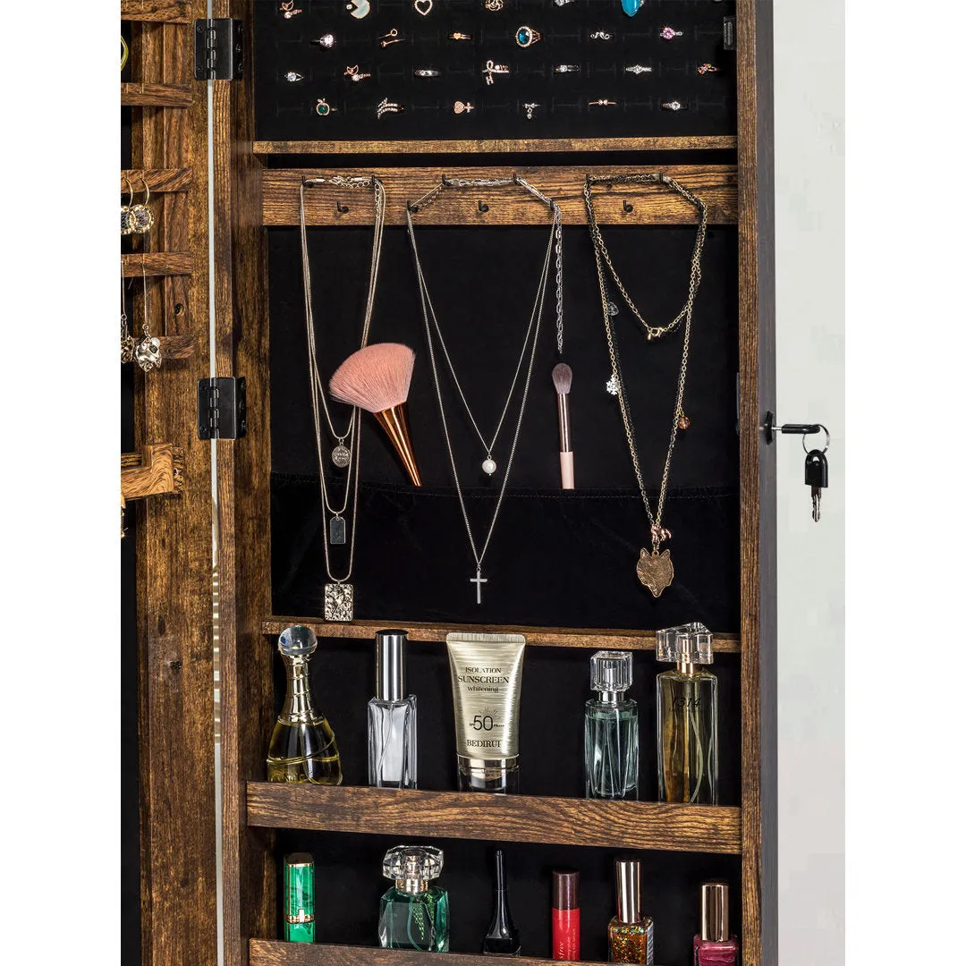 Grishilde Wall Mounted Jewelry Armoire with Mirror Latitude Run® Color: Rustic Brown