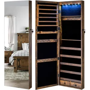 Grishilde Wall Mounted Jewelry Armoire with Mirror Latitude Run® Color: Rustic Brown