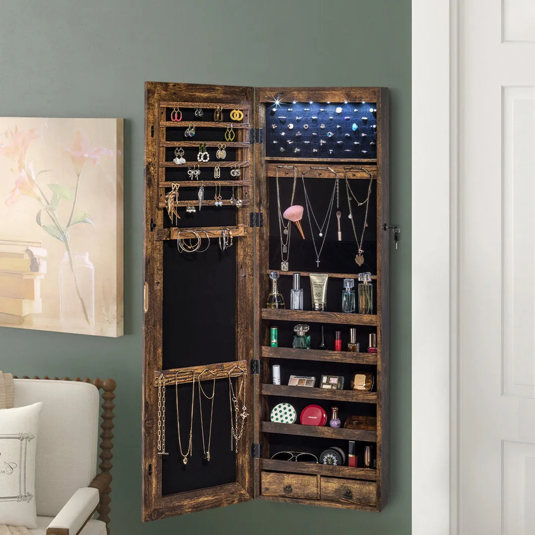 Grishilde Wall Mounted Jewelry Armoire with Mirror Latitude Run® Color: Rustic Brown