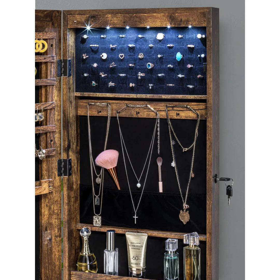 Grishilde Wall Mounted Jewelry Armoire with Mirror Latitude Run® Color: Rustic Brown