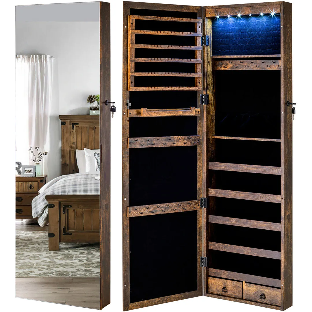 Grishilde Wall Mounted Jewelry Armoire with Mirror Latitude Run® Color: Rustic Brown