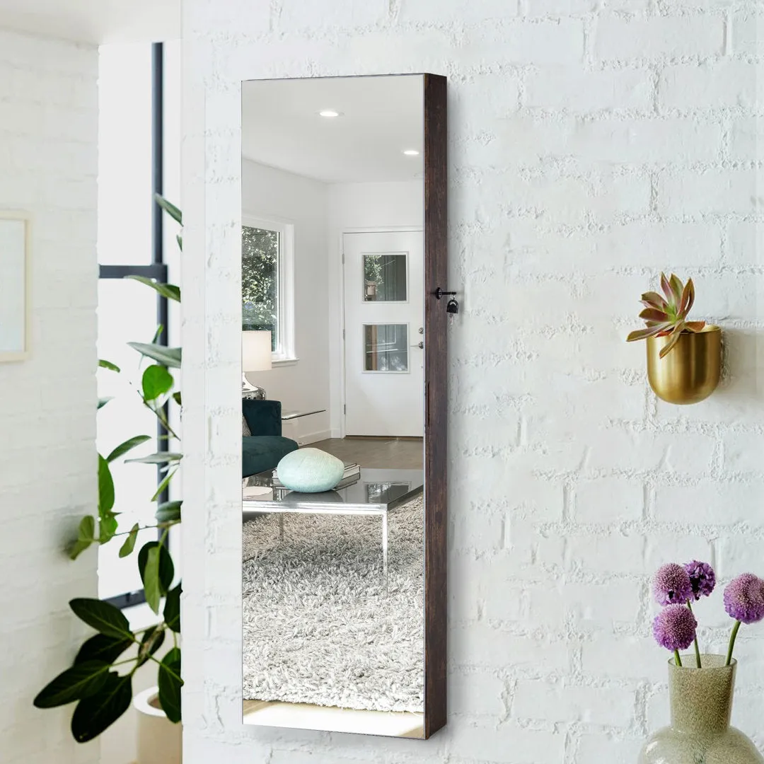 Grishilde Wall Mounted Jewelry Armoire with Mirror Latitude Run® Color: Rustic Brown