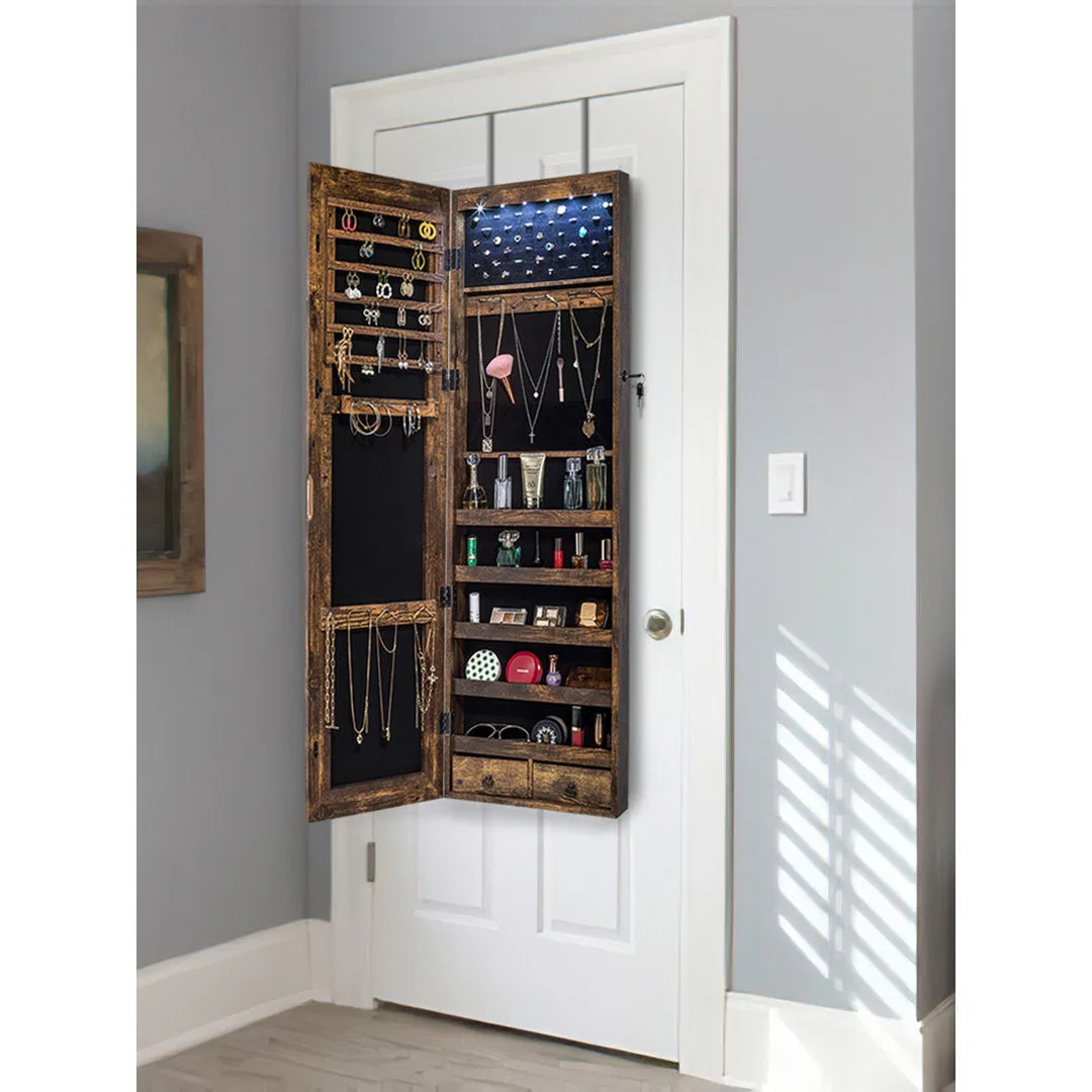 Grishilde Wall Mounted Jewelry Armoire with Mirror Latitude Run® Color: Rustic Brown