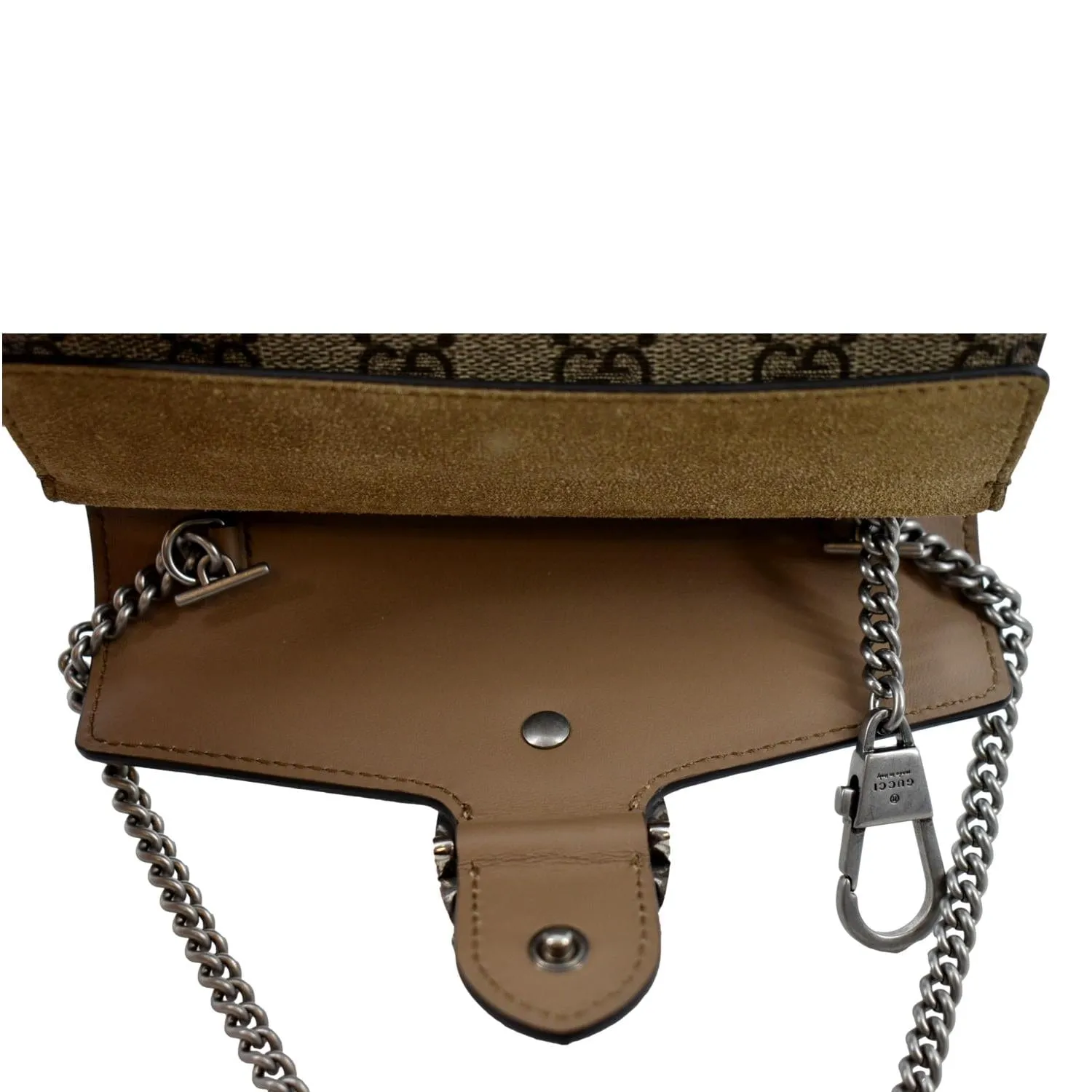 GUCCI Dionysus Super Mini GG Supreme Canvas Crossbody Bag Taupe 476432