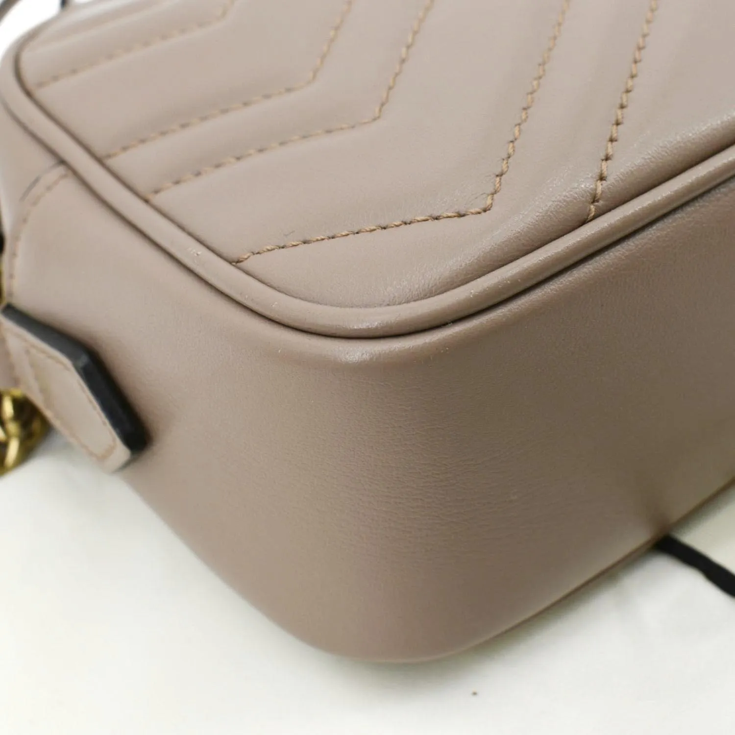 GUCCI GG Marmont Matelasse Mini Leather Crossbody Bag Beige 448065