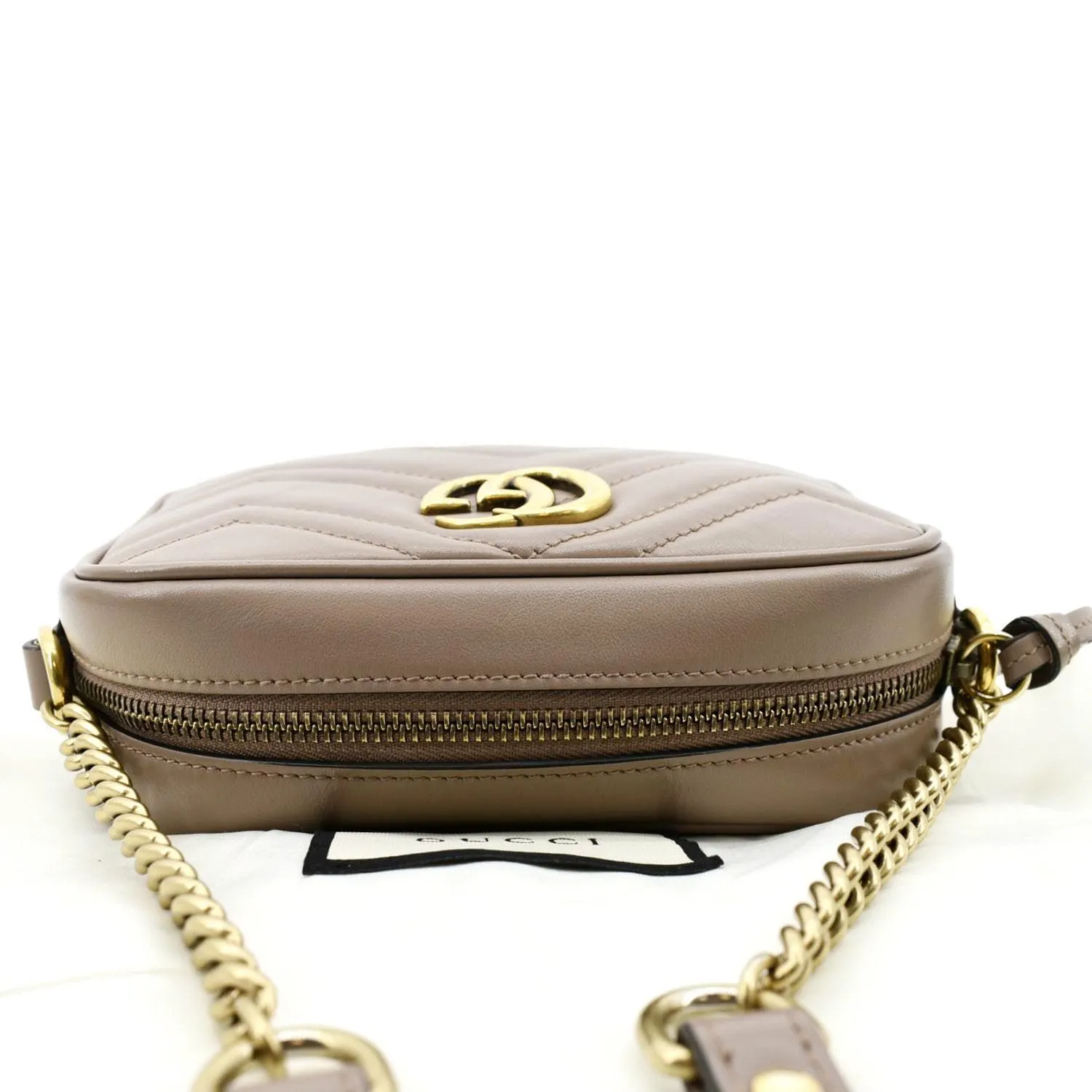 GUCCI GG Marmont Matelasse Mini Leather Crossbody Bag Beige 448065
