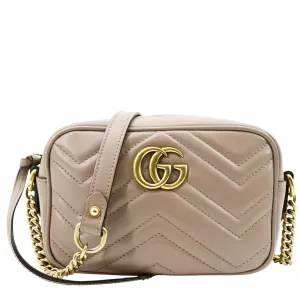 GUCCI GG Marmont Matelasse Mini Leather Crossbody Bag Beige 448065