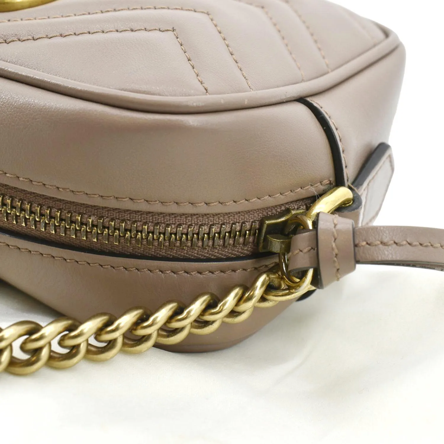 GUCCI GG Marmont Matelasse Mini Leather Crossbody Bag Beige 448065