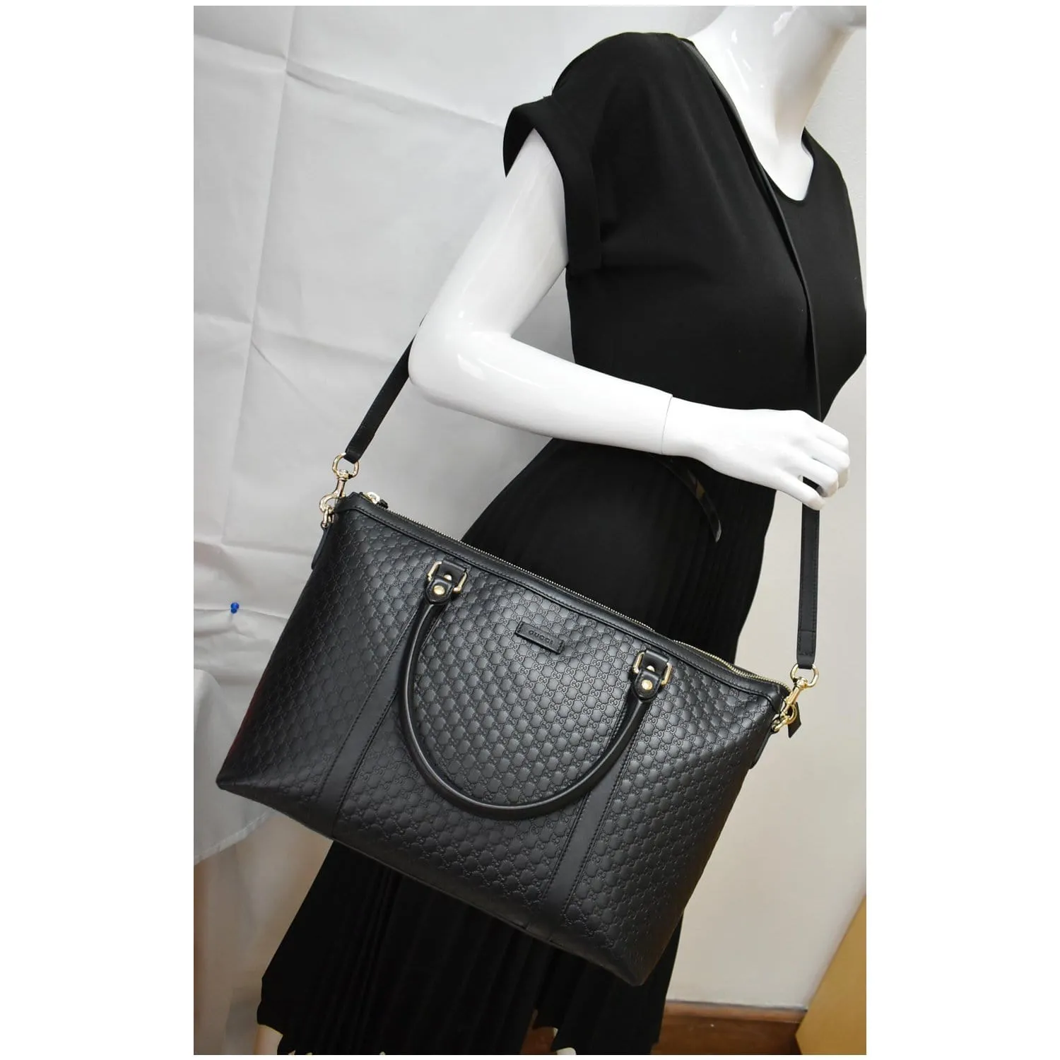 GUCCI Micro Guccissima Leather 2Way Shoulder Bag Black 449655